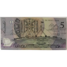 AUSTRALIA 1993 . FIVE 5 DOLLARS BANKNOTE . ERROR . OVERPRINT WITH DATE